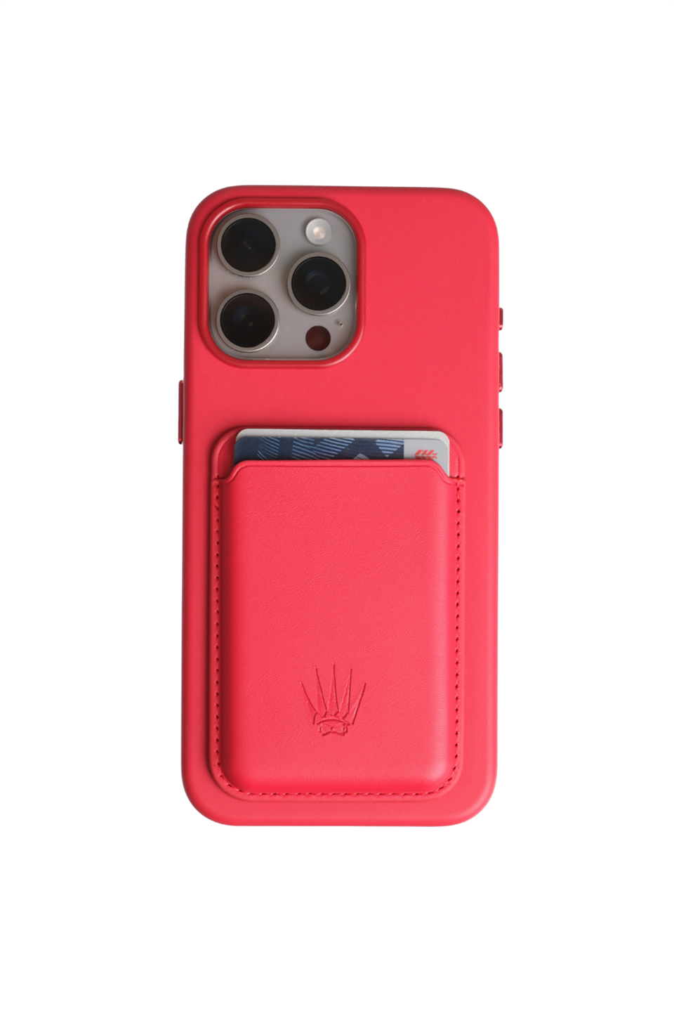 Xelium Iphone 15 Pro Max Kırmızı Kılıf Manyetik Özellikli Deri Kılıf+Kartlık