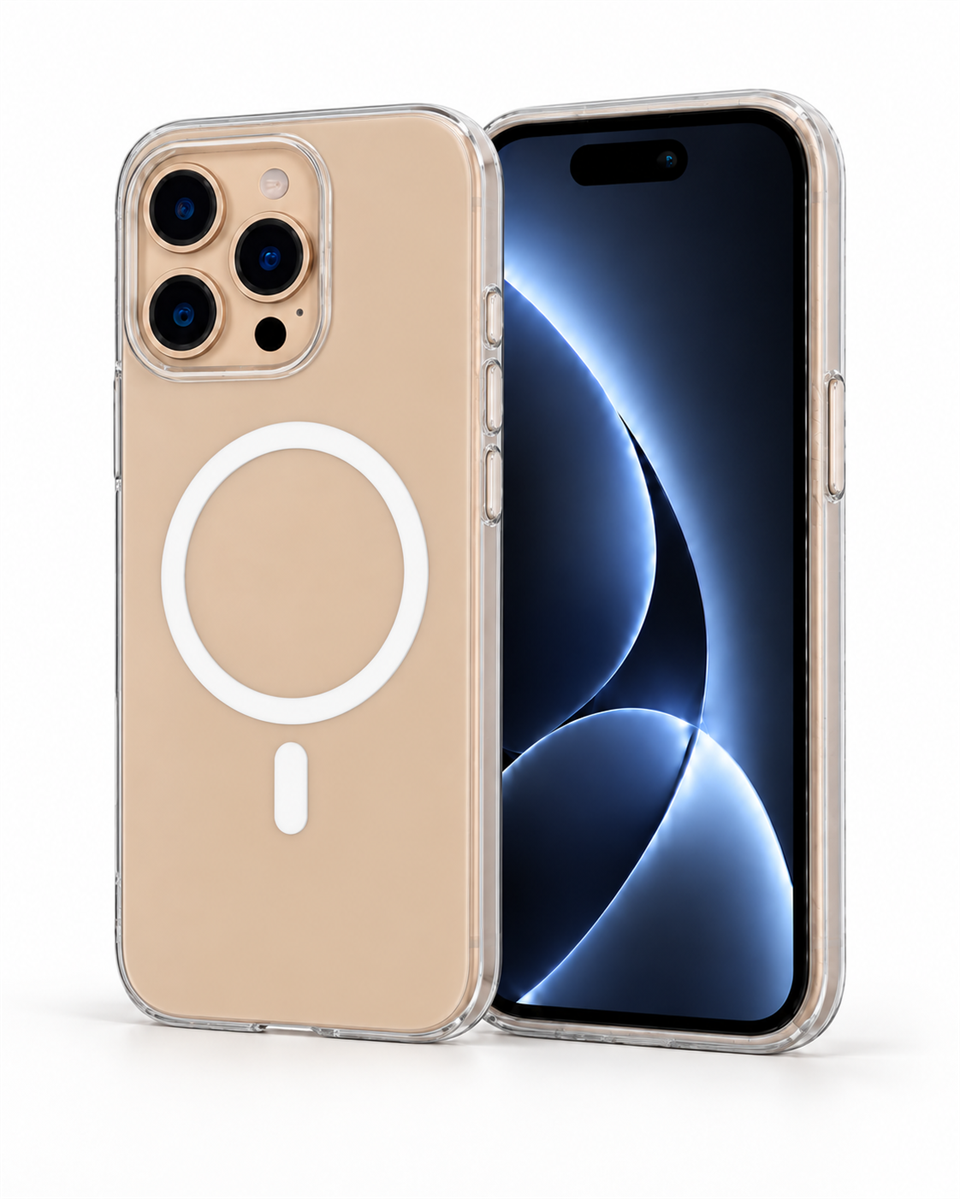 Noble Iphone 16 Pro Max Kılıf Manyetik Özellikli Şeffaf Sert Pc Embos Kapak 