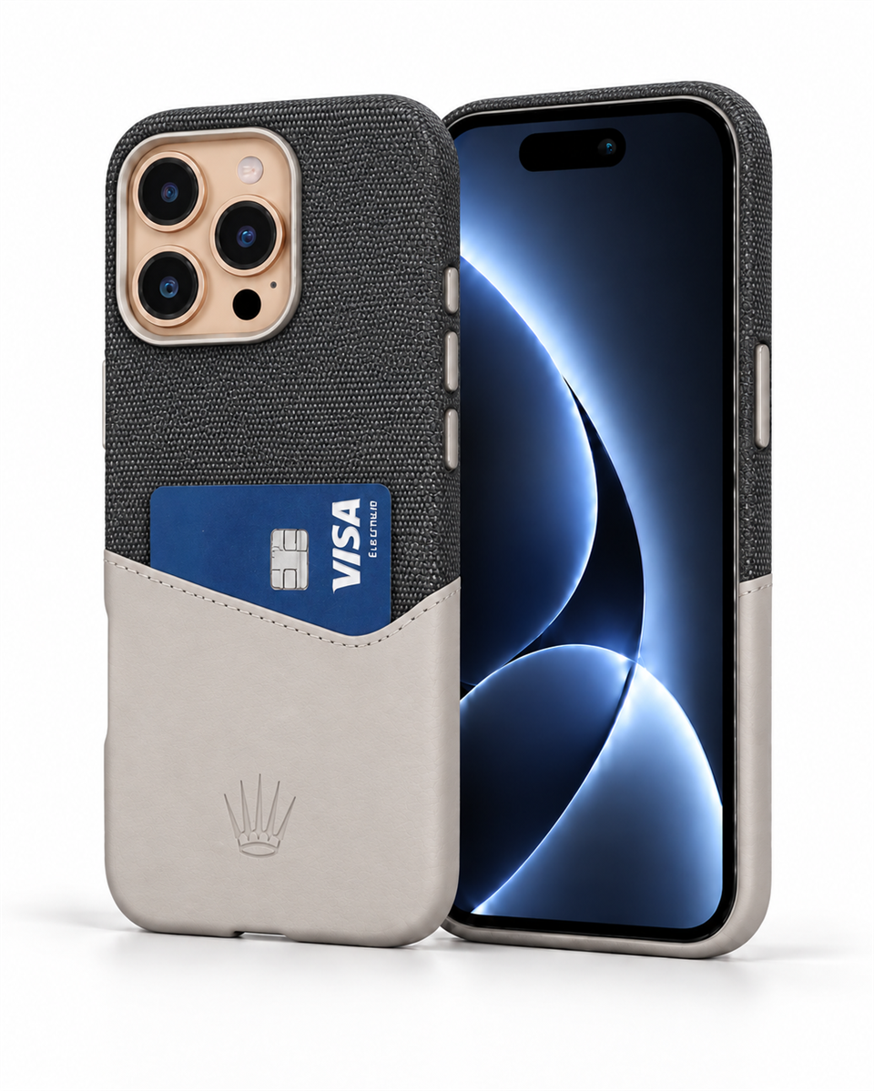 Nova Iphone 16 Pro Max Deri Kartlıklı Telefon Kılıfı Gri 
