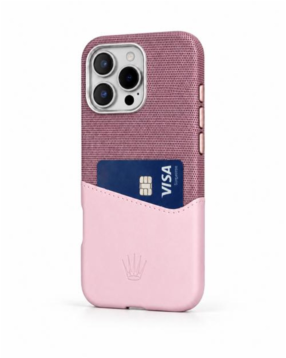 Nova Iphone 16 Pro Max Deri Kartlıklı Telefon Kılıfı Pembe Şık ve Koruyucu