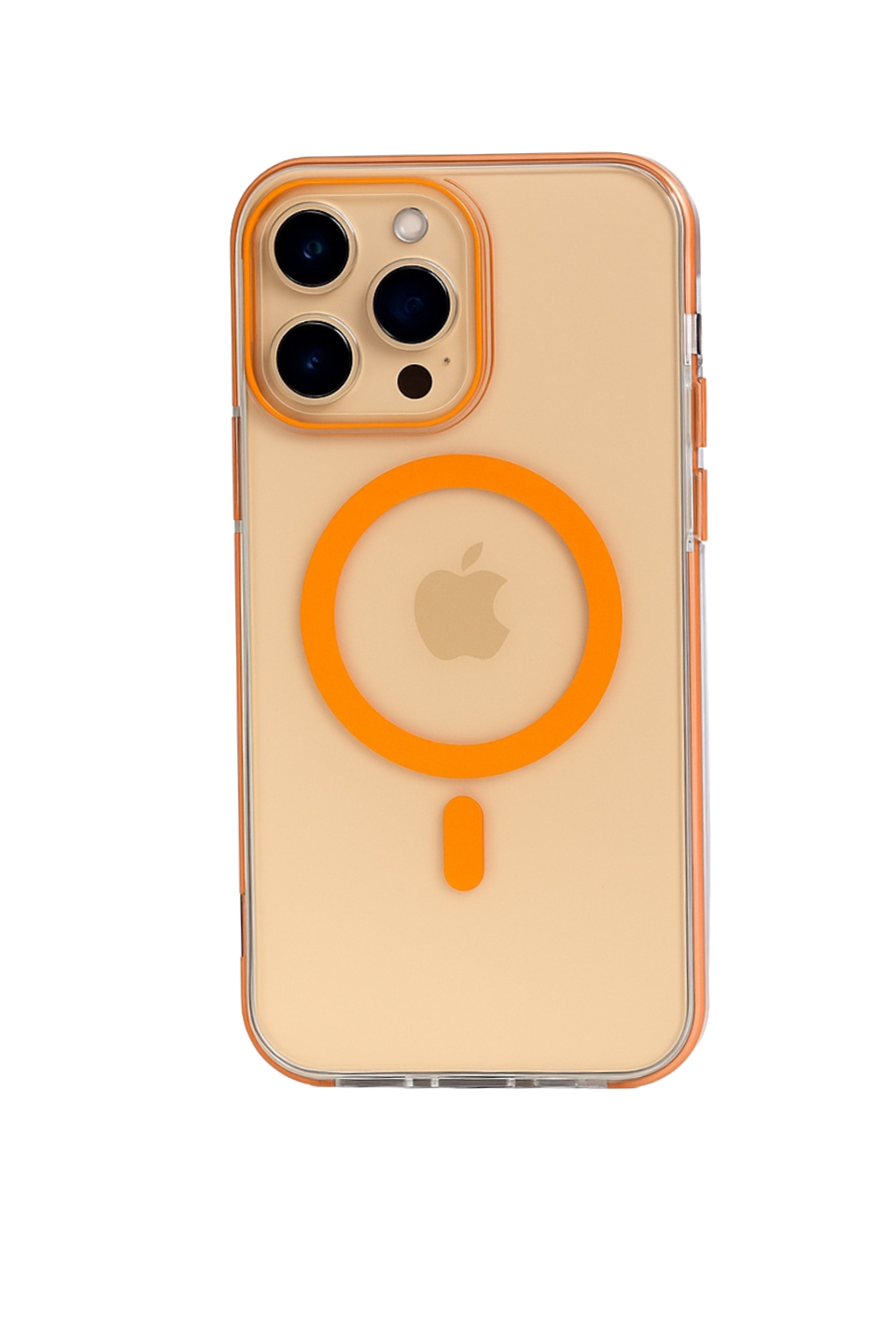 Onyx  Iphone 16 Pro Max Turuncu Kılıf Manyetik Özellikli Şeffaf Sert Pc Embos Kılıf+Kamera Koruyucu