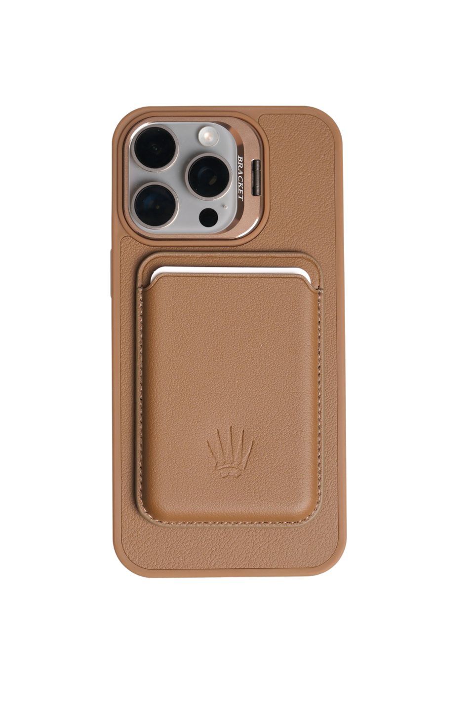 PrimeCase Iphone 16 Pro Max Kahverengi Manyetik Özellikli Standlı Deri Kılıf+Kartlık