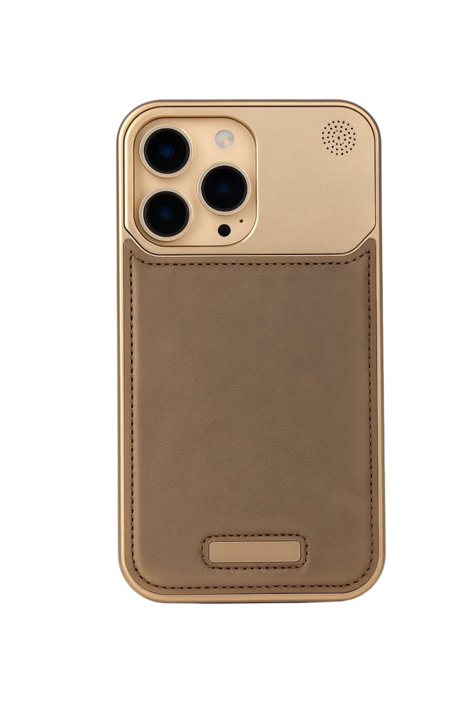 Therock 16 Pro Max Rose Manyetik Özellikli Alüminyum Alaşımlı Hakiki Deri,Kokulu Metal Kızaklı Telefon Kılıfı