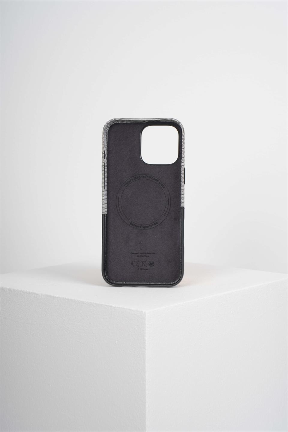 Nova Iphone 16 Pro Max Deri Kartlıklı Telefon Kılıfı Gri 