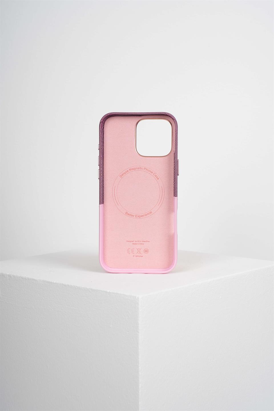 Nova Iphone 16 Pro Max Deri Kartlıklı Telefon Kılıfı Pembe 