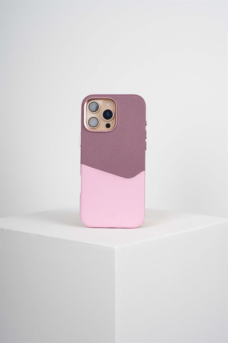 Nova Iphone 16 Pro Max Deri Kartlıklı Telefon Kılıfı Pembe 