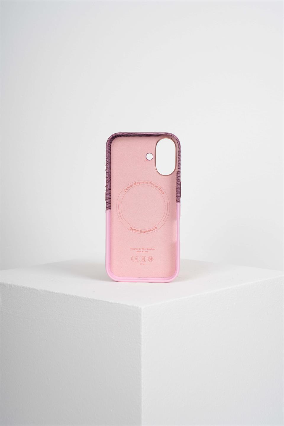 Nova Iphone 16 Deri Kartlıklı Telefon Kılıfı Pembe 