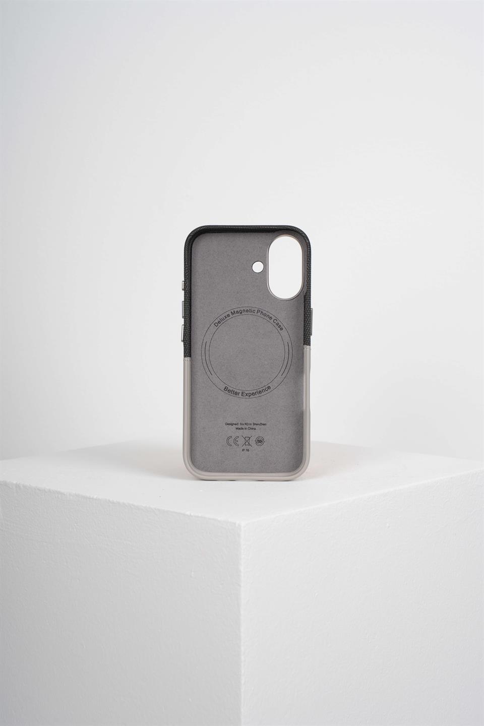 Nova Iphone 16 Deri Kartlıklı Telefon Kılıfı Gri 