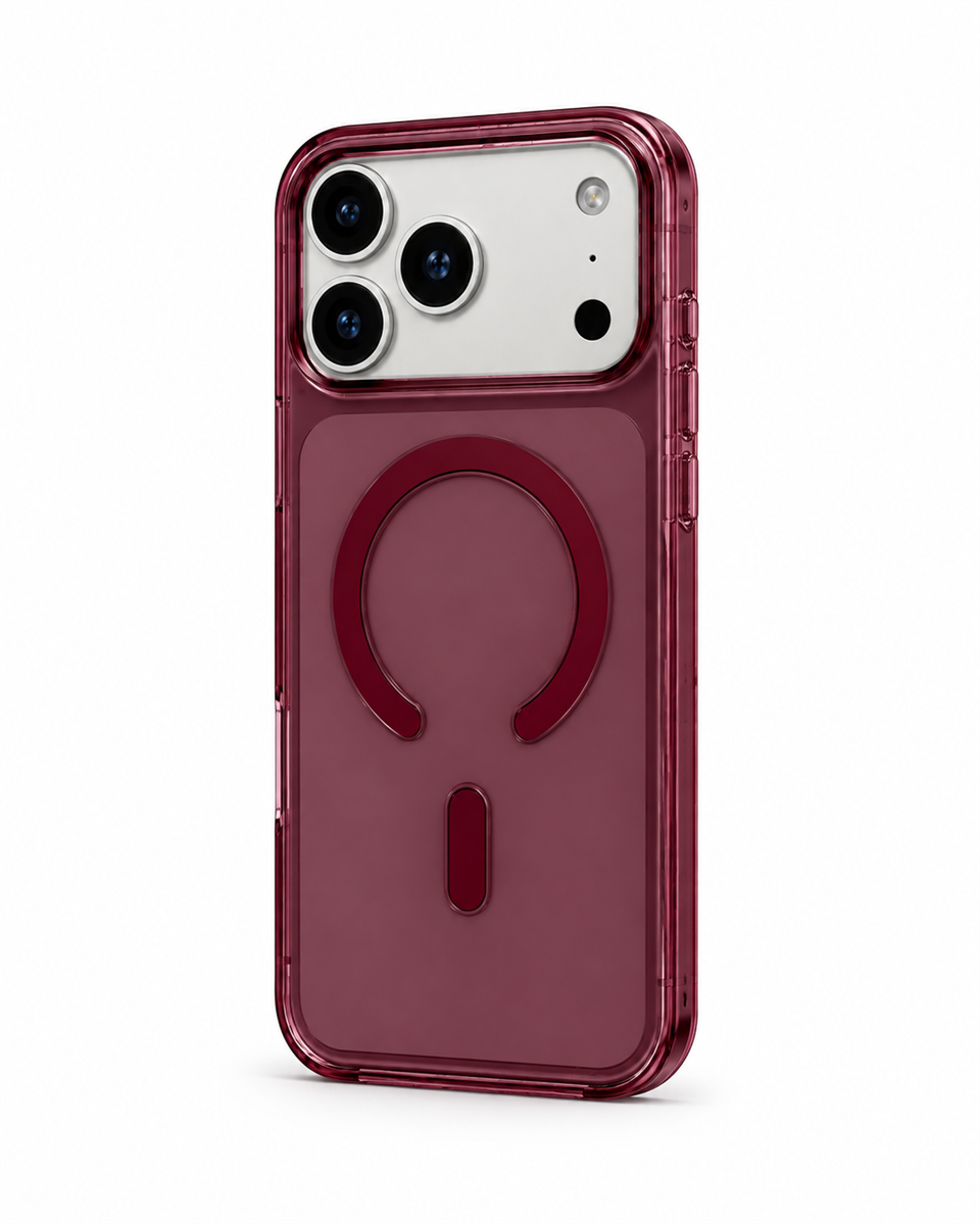 ClearCase Bordo iPhone 18 Pro Manyetik Şeffaf Kılıf