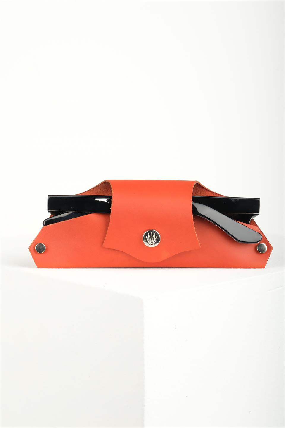 Hakiki Deri Buttero Turuncu Gözlük Kesesi 