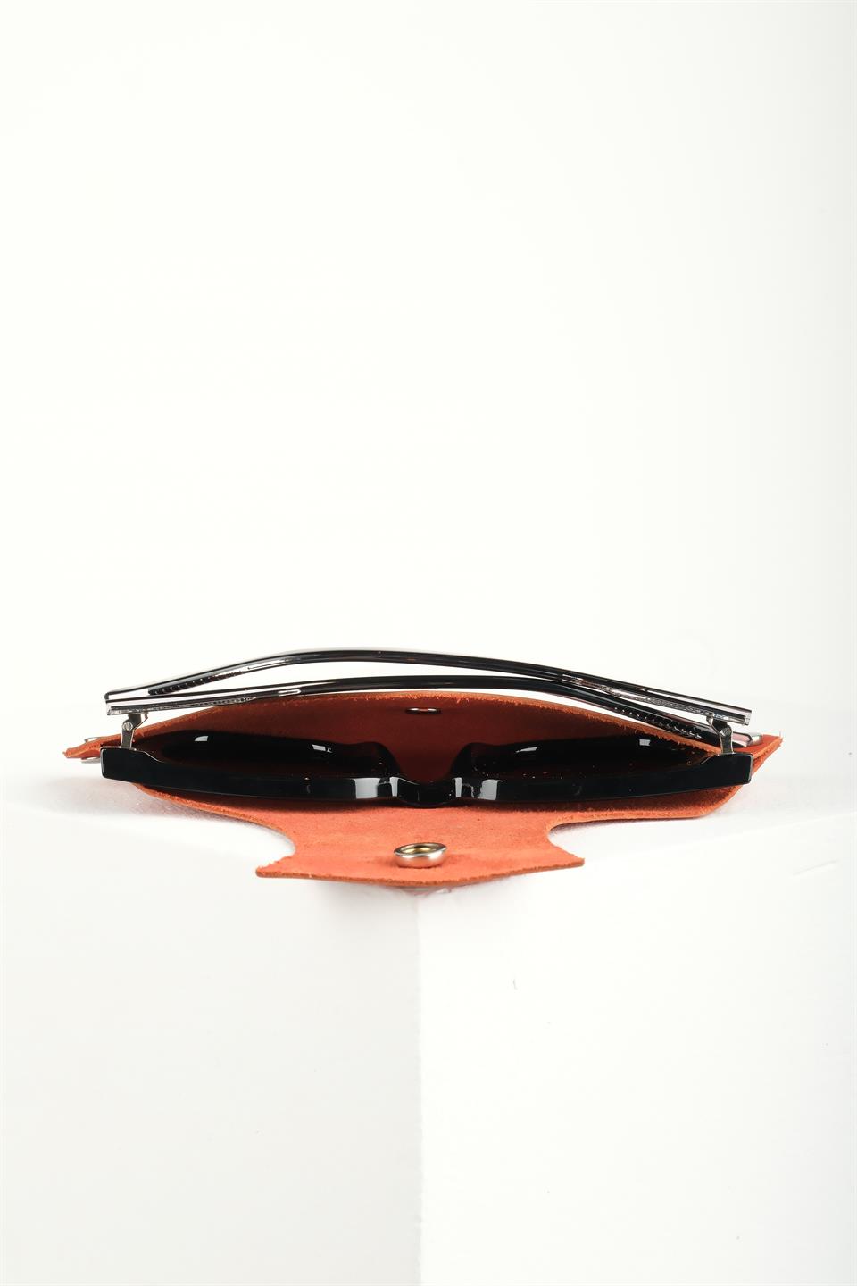 Hakiki Deri Buttero Turuncu Gözlük Kesesi 