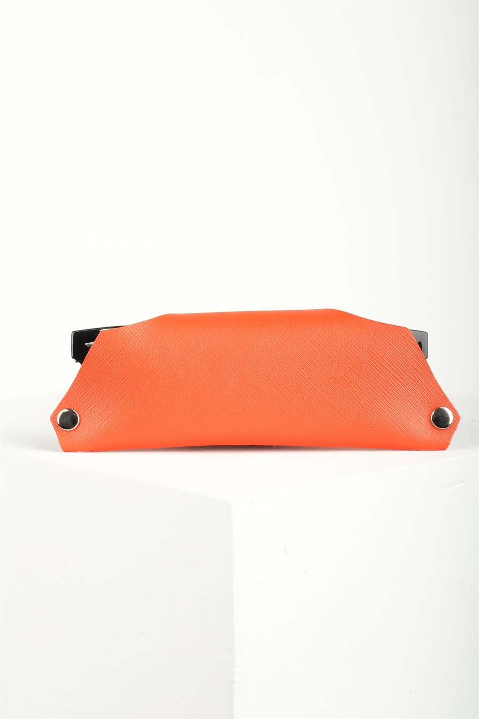 Hakiki Deri  Buttero Turuncu Gözlük Kesesi 