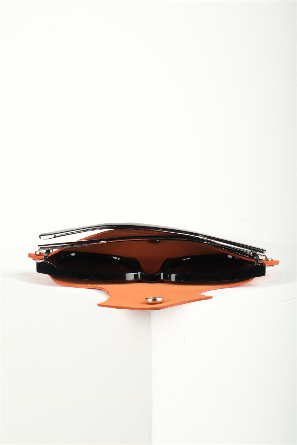 Hakiki Deri  Buttero Turuncu Gözlük Kesesi 