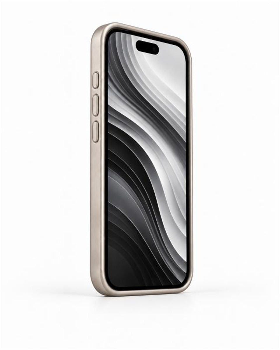 Therock 15 Pro Max Titanyum Gri Manyetik Özellikli Alüminyum Alaşımlı Hakiki Deri,Kokulu Metal Kızaklı Telefon Kılıfı
