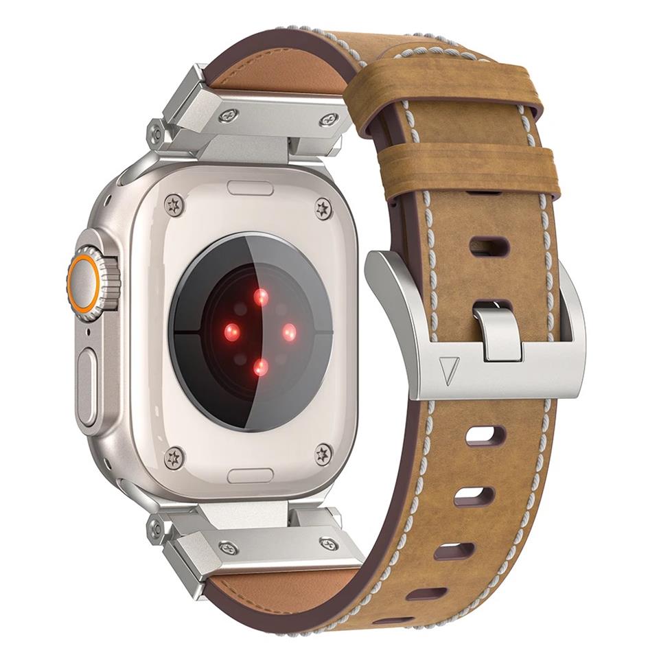 Apple Saat Kordonu Light KAHVERENGİ Crazy Horse Ultra 2 49mm bant 42mm 44mm 45mm Mecha bilezik için IWatch serisi 9 8 7 6 5 4 Se 3 2