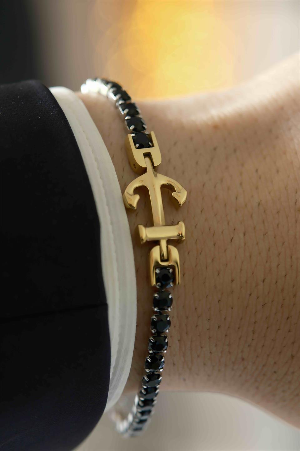 Anchor Diamond Luxe Chain Çelik Bileklik 