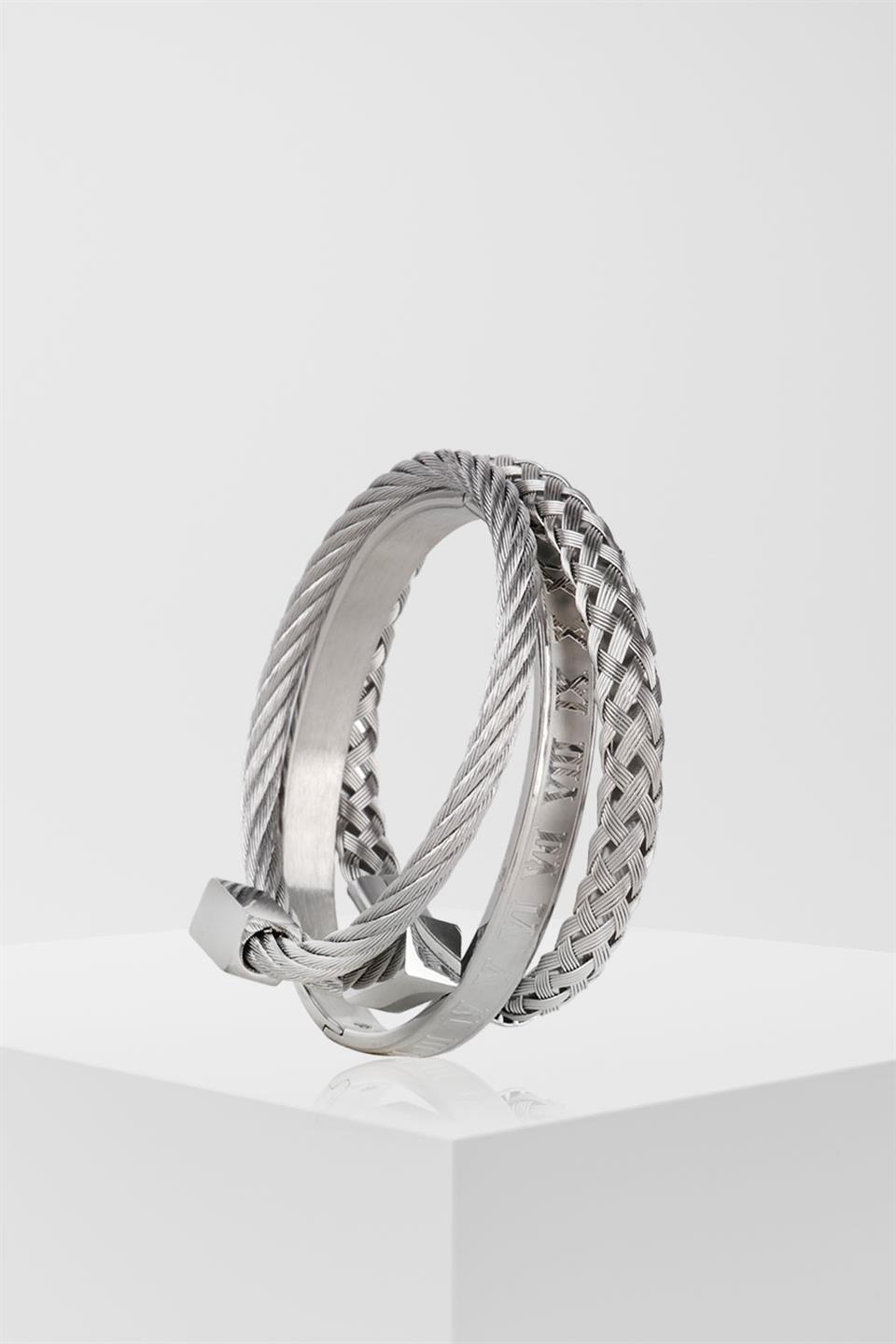 BENJAMIN SILVER SET OF 3 BRACELET  