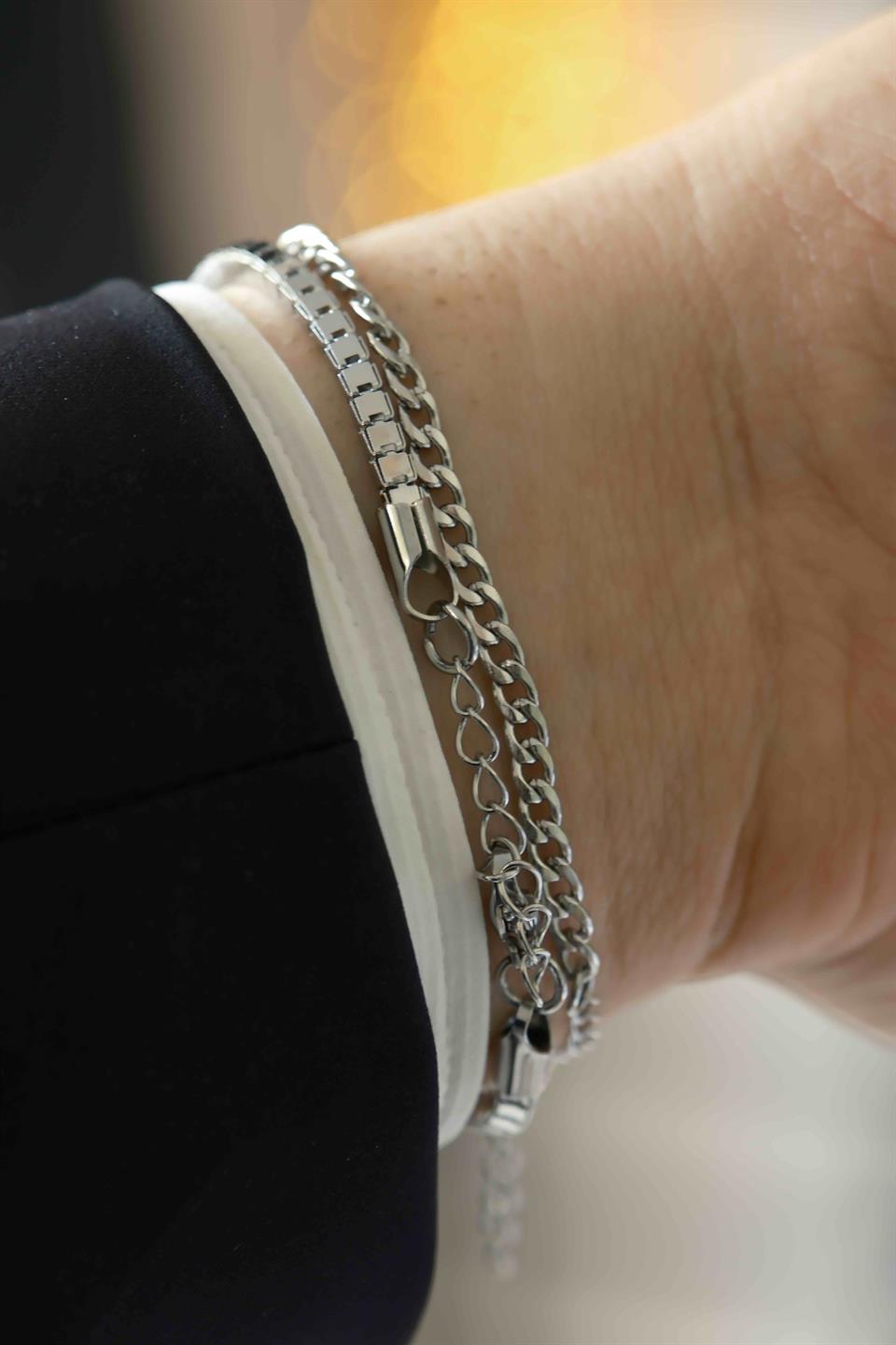 Boxy Silver Çelik Bileklik 