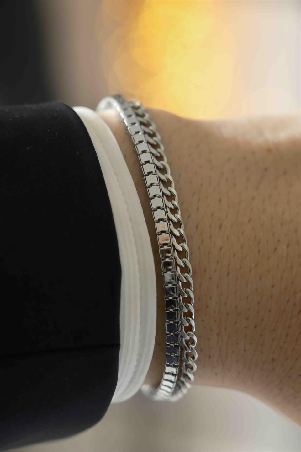 Boxy Silver Çelik Bileklik 