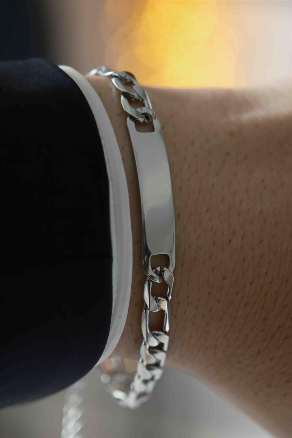 Classic Name Chain Silver Çelik Bileklik 