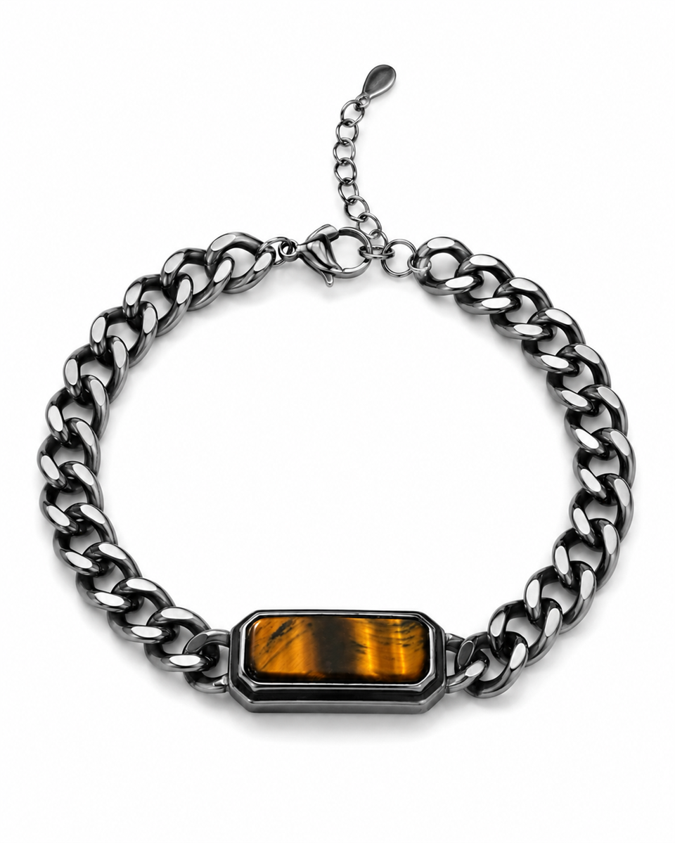 Dainty natural stone Silver Yellow Çelik Bileklik 