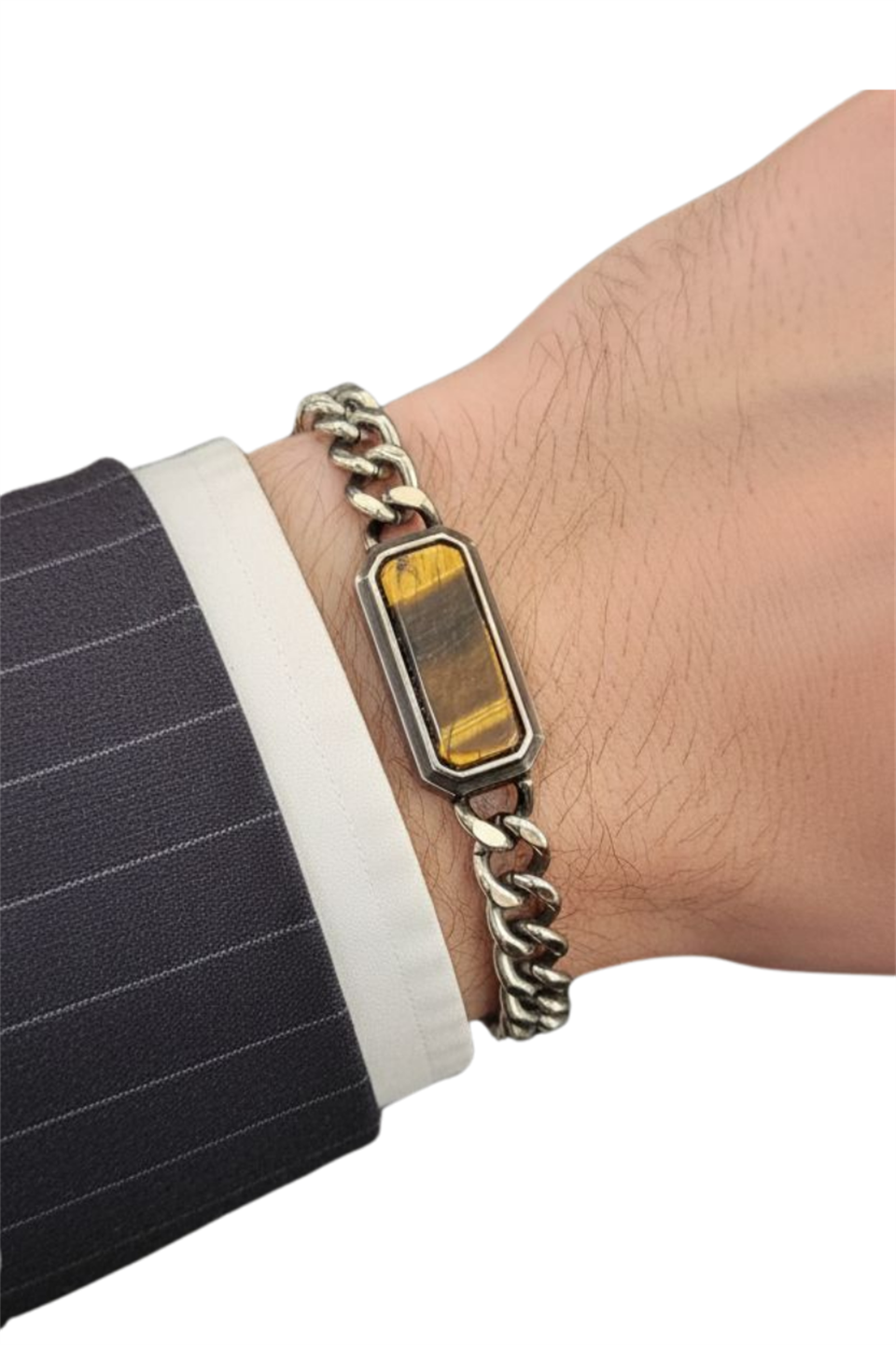 Dainty natural stone Silver Yellow Çelik Bileklik 