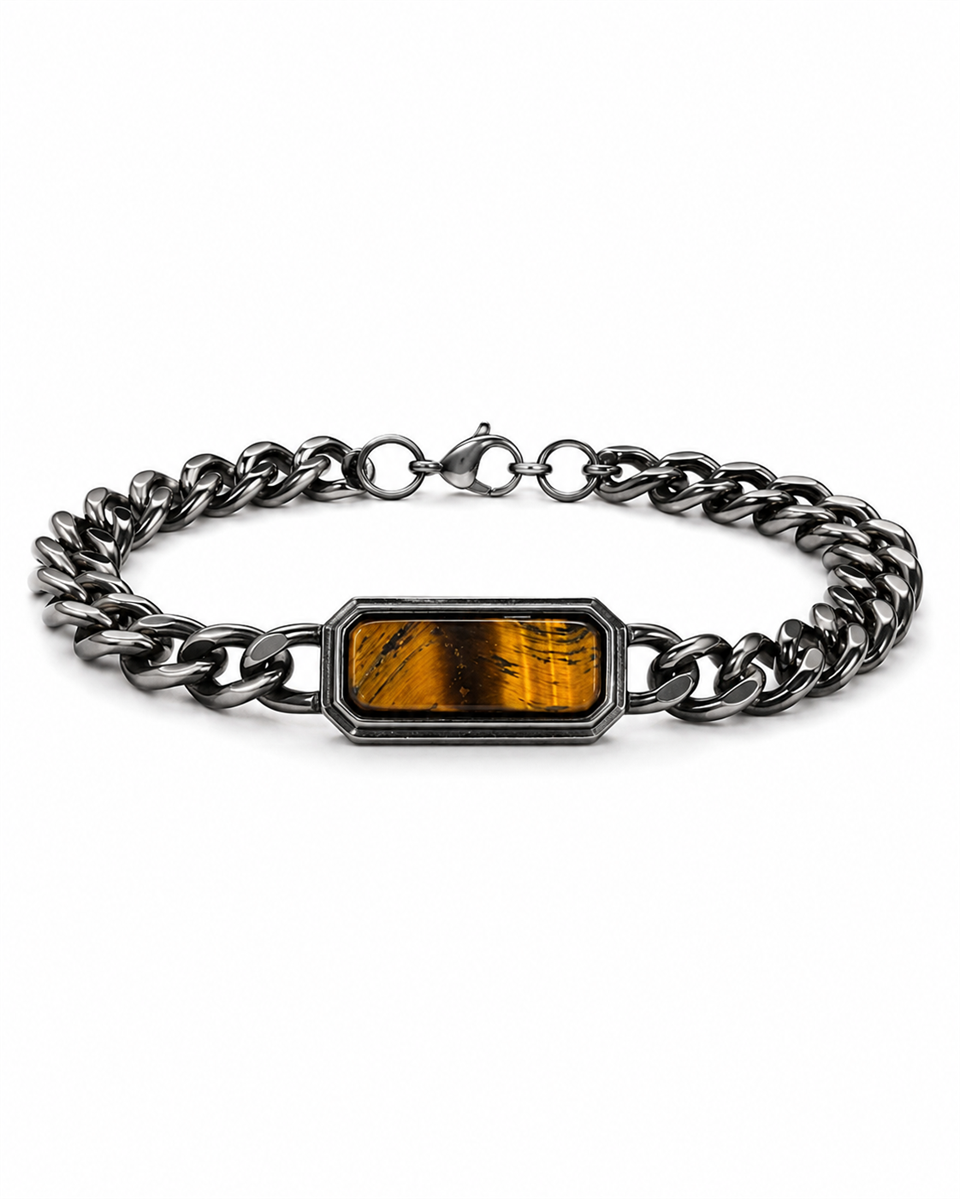 Dainty natural stone Silver Yellow Çelik Bileklik 