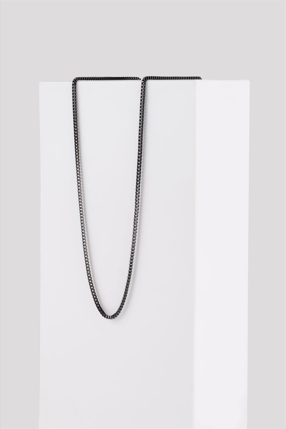 FIONA SİYAH ÇELİK ZİNCİR KOLYE