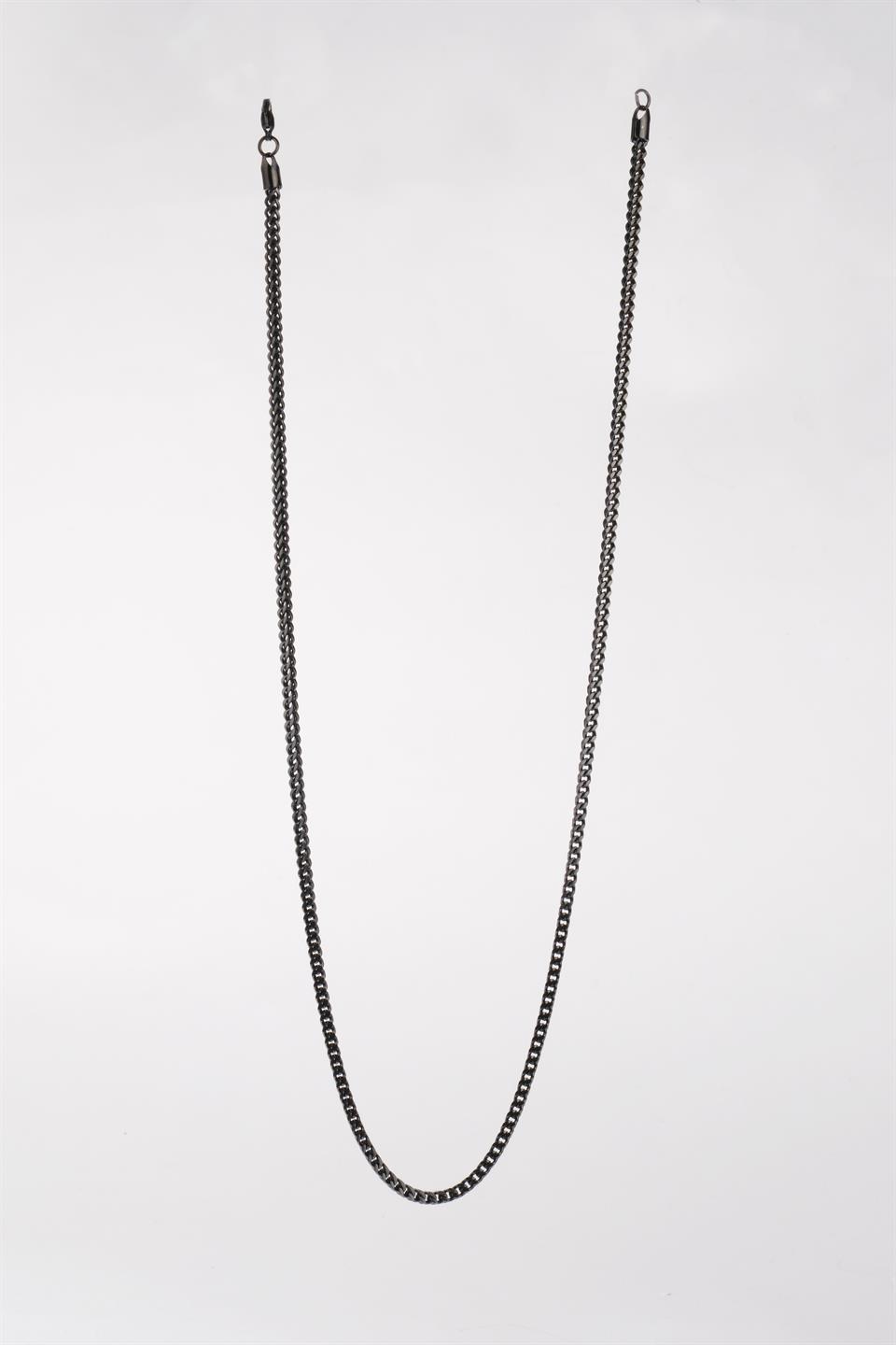 FIONA SİYAH ÇELİK ZİNCİR KOLYE