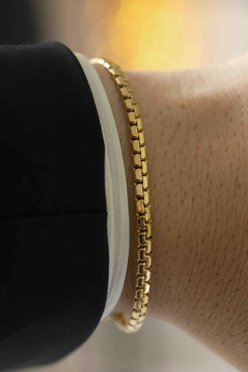 Grid Chain Gold Çelik Bileklik 