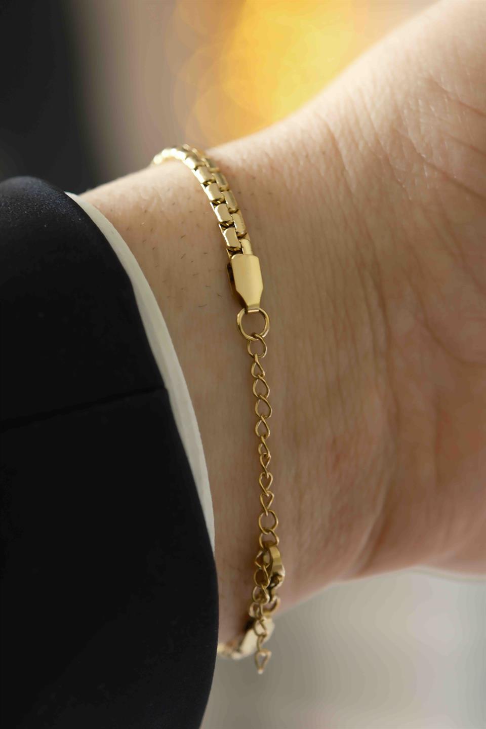 Grid Chain Gold Çelik Bileklik 