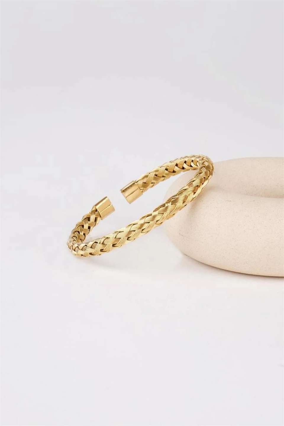 KNITTING GOLD TITANIUM STEEL BRACELET