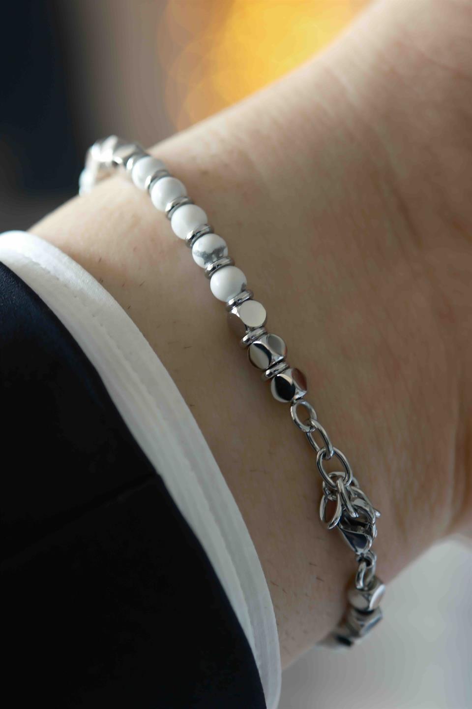 Marine Stone Beyaz Çelik Bileklik 