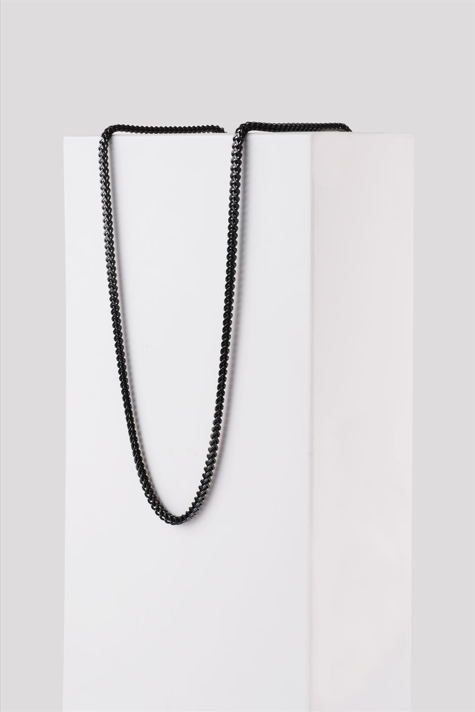 NICE SİYAH ÇELİK ZİNCİR KOLYE