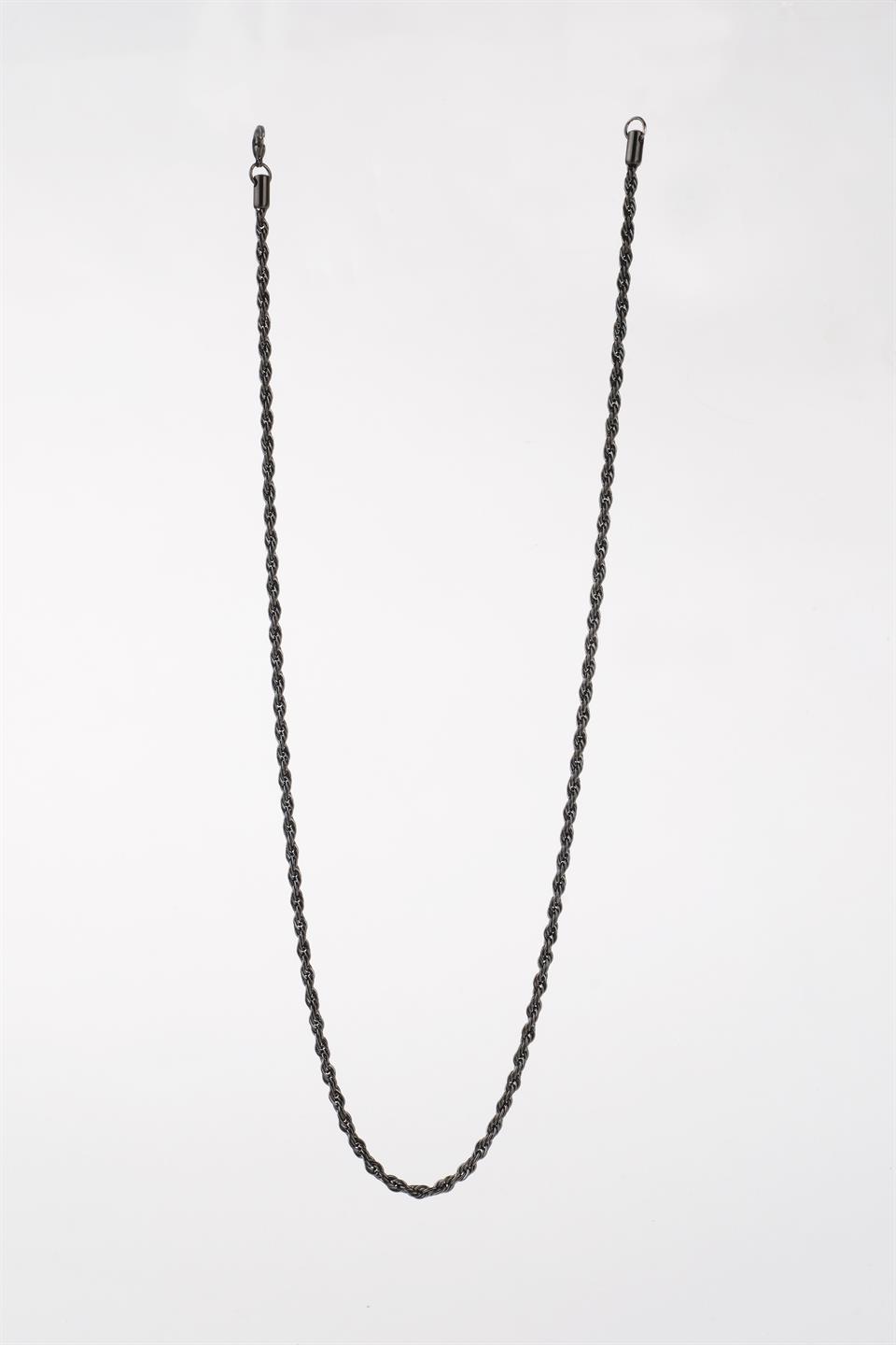 NICE SİYAH ÇELİK ZİNCİR KOLYE