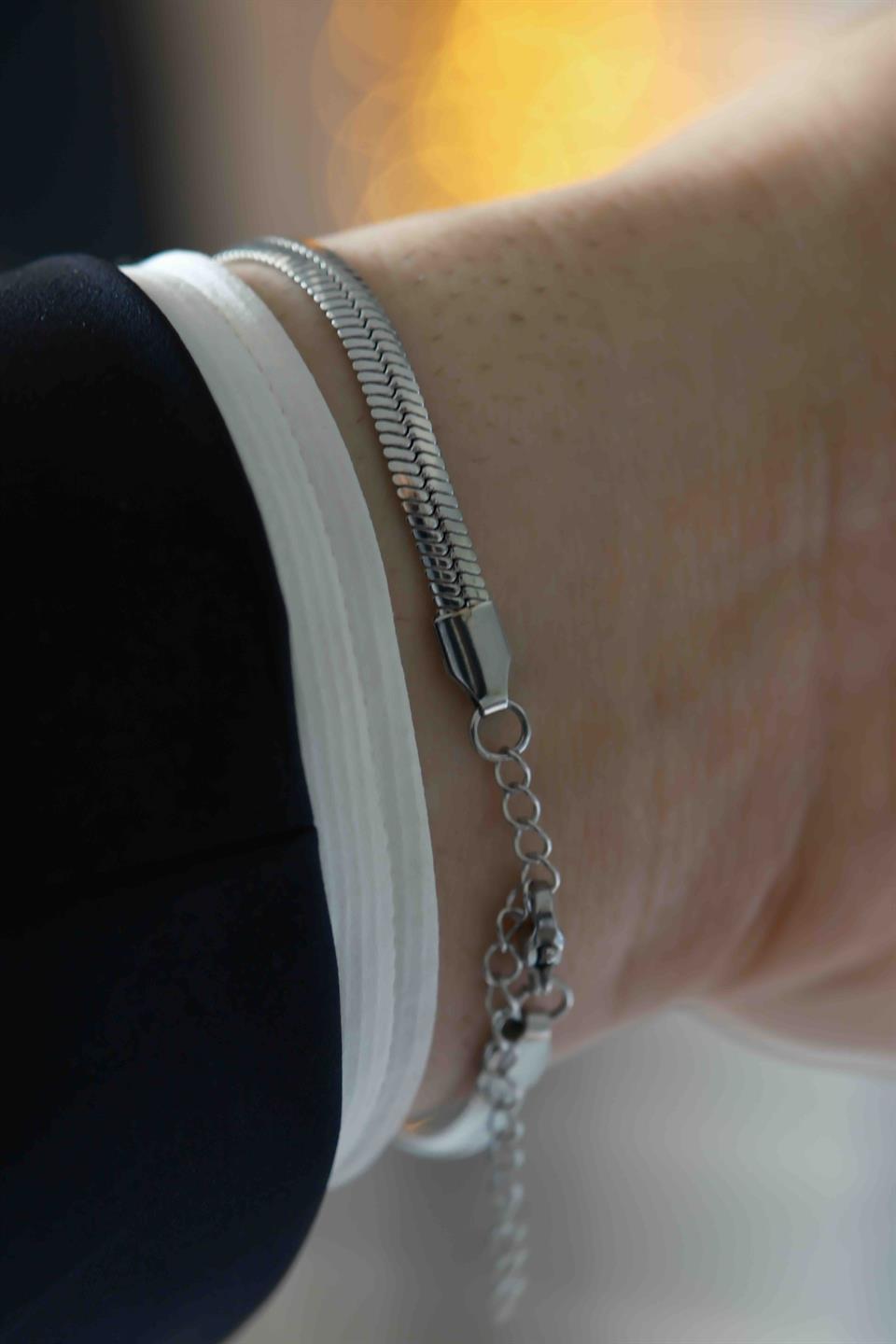 Python Flow Band Silver Çelik Bileklik 