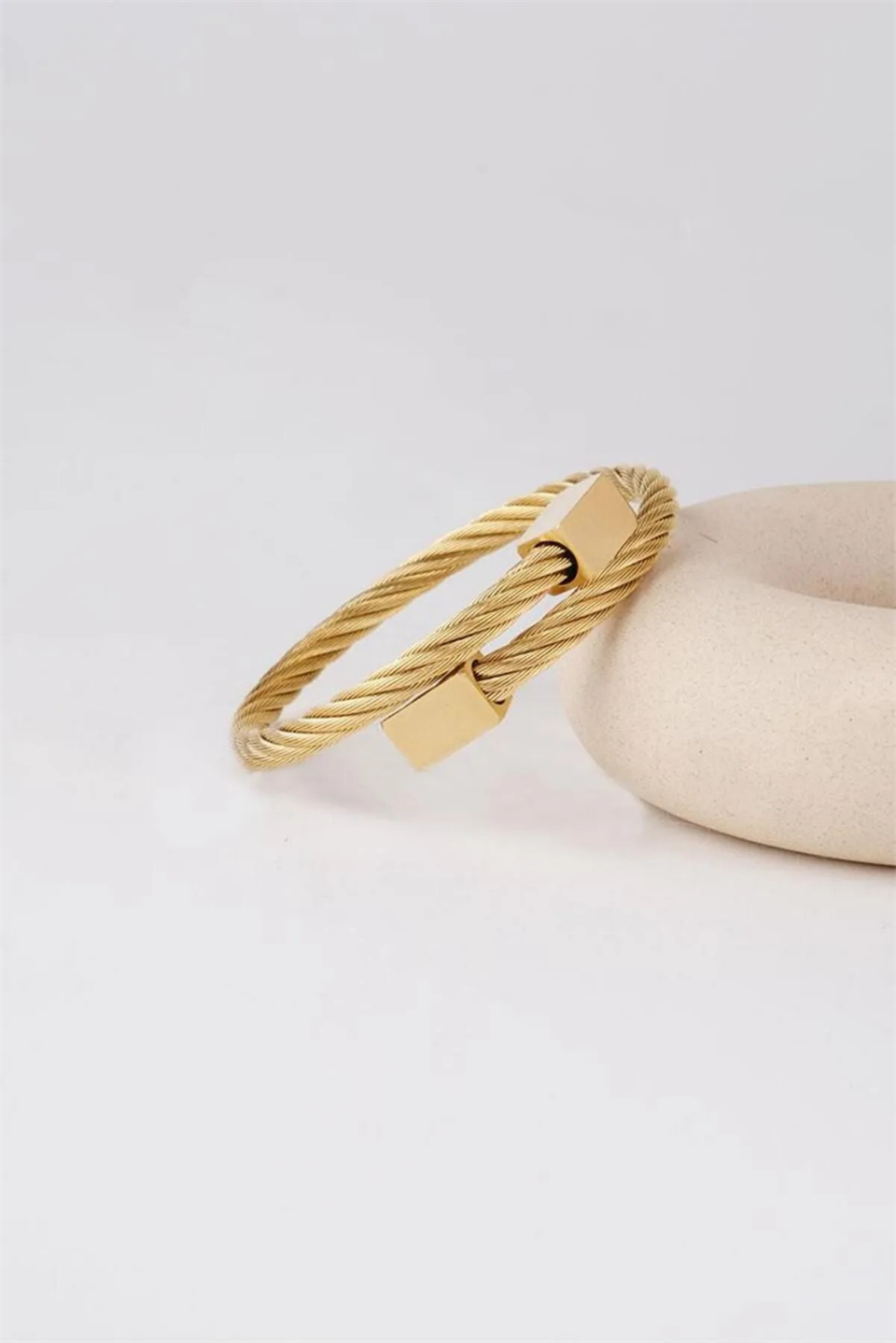 RECTANGLE GOLD TITANIUM ÇELİK BİLEKLİK