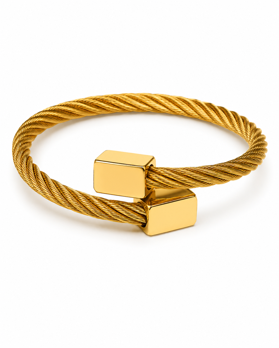 RECTANGLE GOLD TITANIUM ÇELİK BİLEKLİK