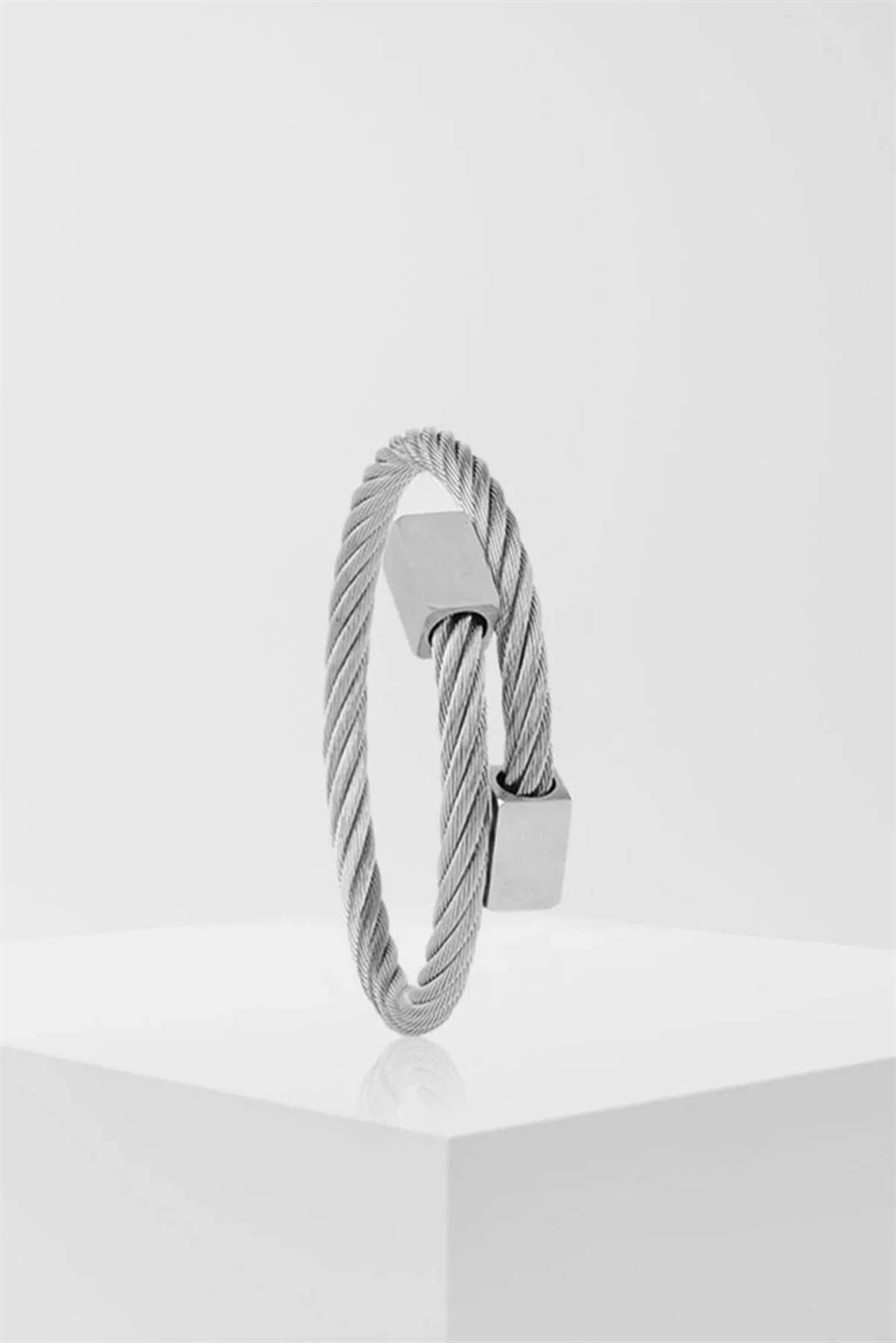 RECTANGLE SILVER TITANIUM ÇELİK BİLEKLİK