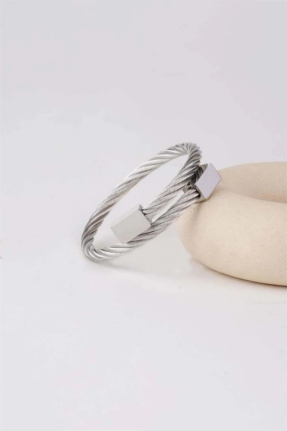RECTANGLE SILVER TITANIUM ÇELİK BİLEKLİK