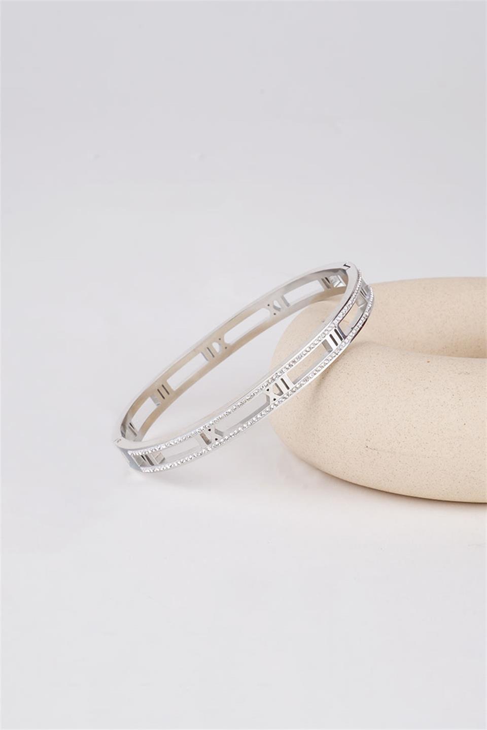 ROMAN NUMBERS SILVER ÇELİK BİLEKLİK