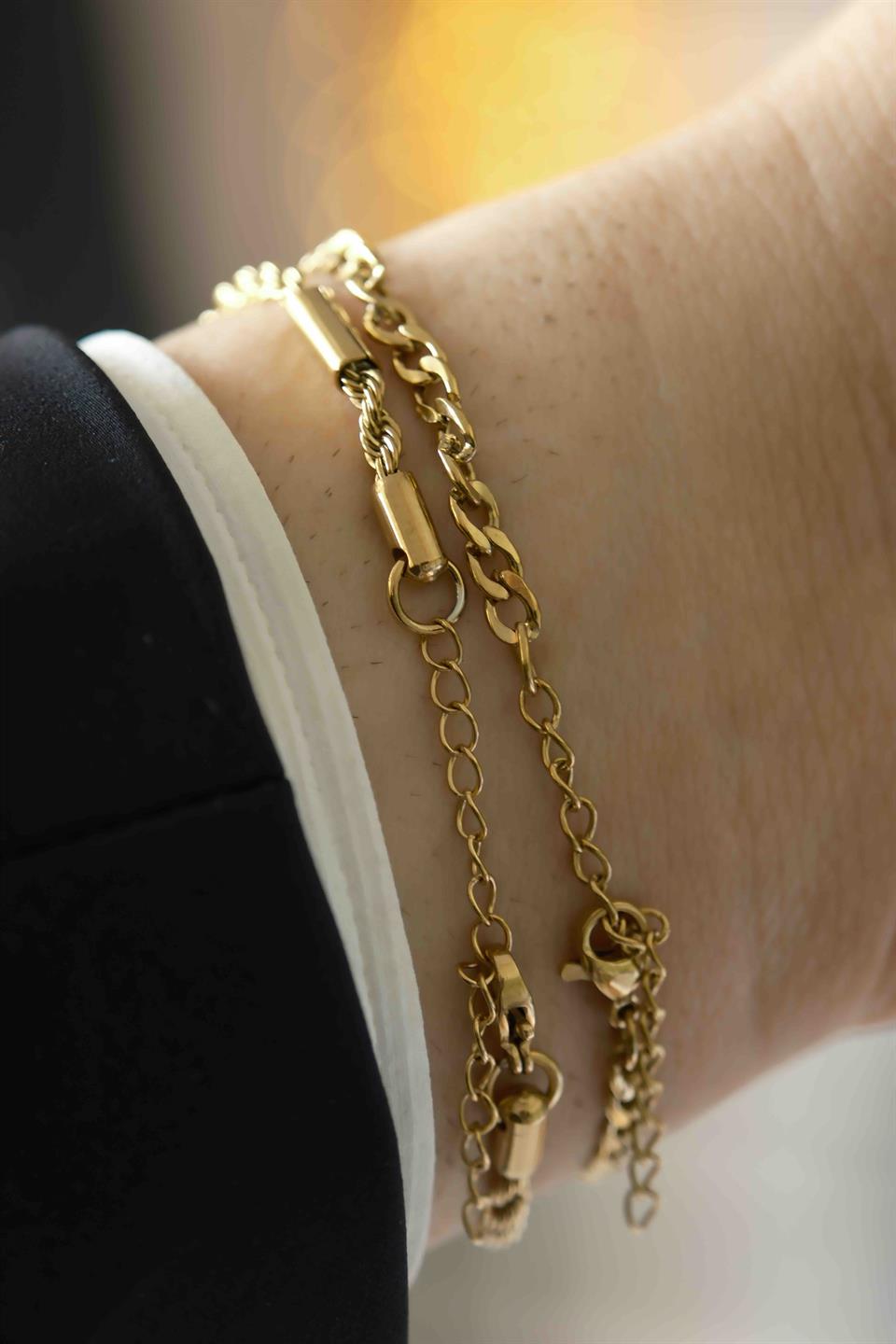 Spiral Touch Gold Çelik Bileklik 