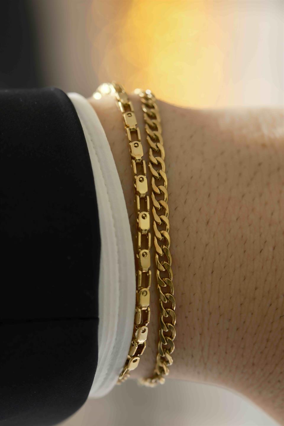 Square Link Gold Çelik bileklik 