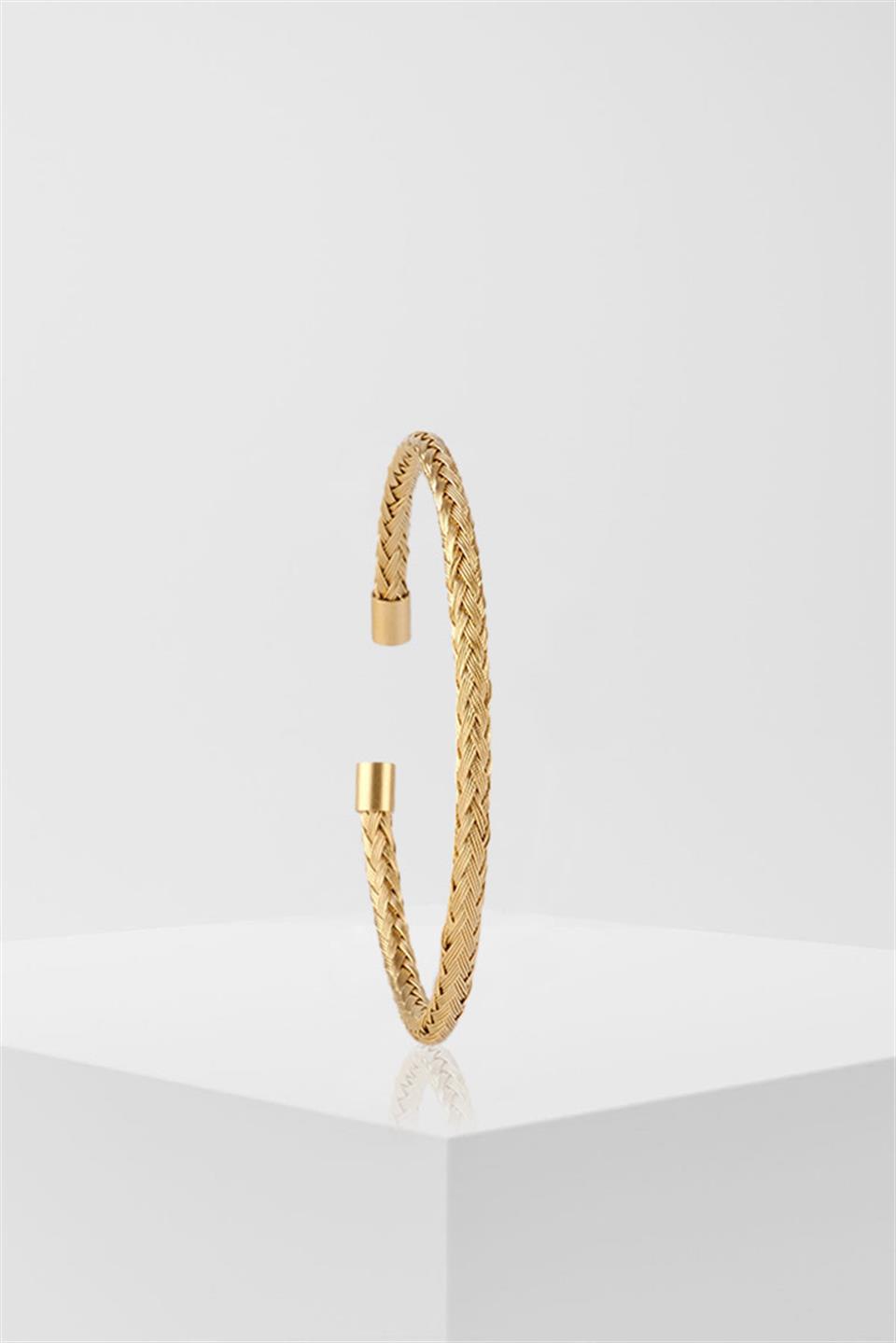 THIN KNITTING GOLD TITANIUM ÇELİK BİLEZİK
