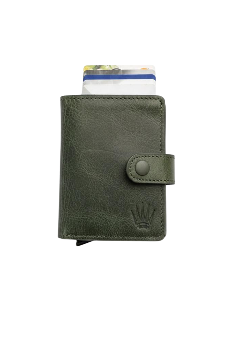 Botta Kızaklı Yeşil Hakiki Deri Cüzdan Kartlık