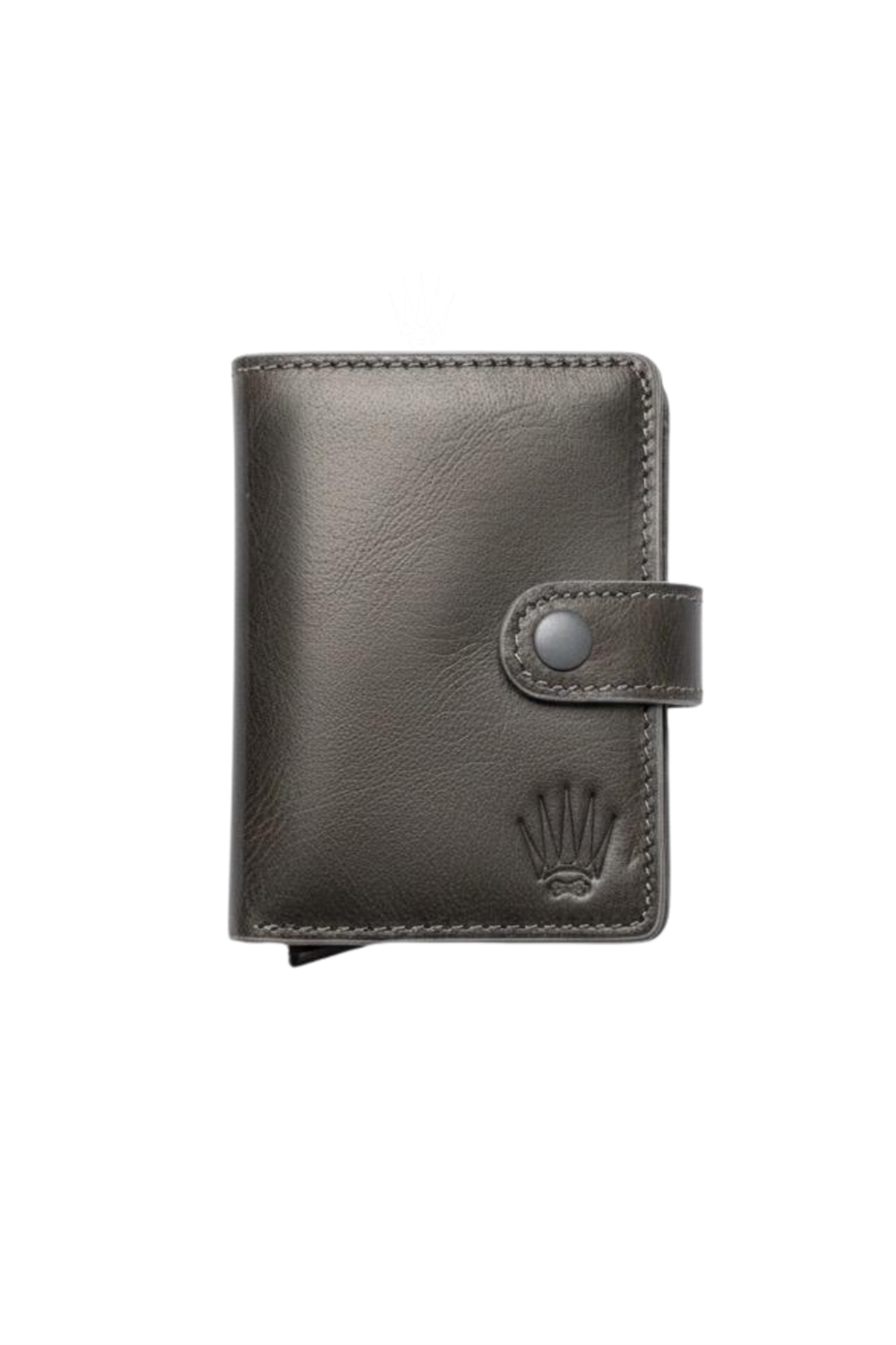 Botta Kızaklı Gri Hakiki Deri Cüzdan Kartlık