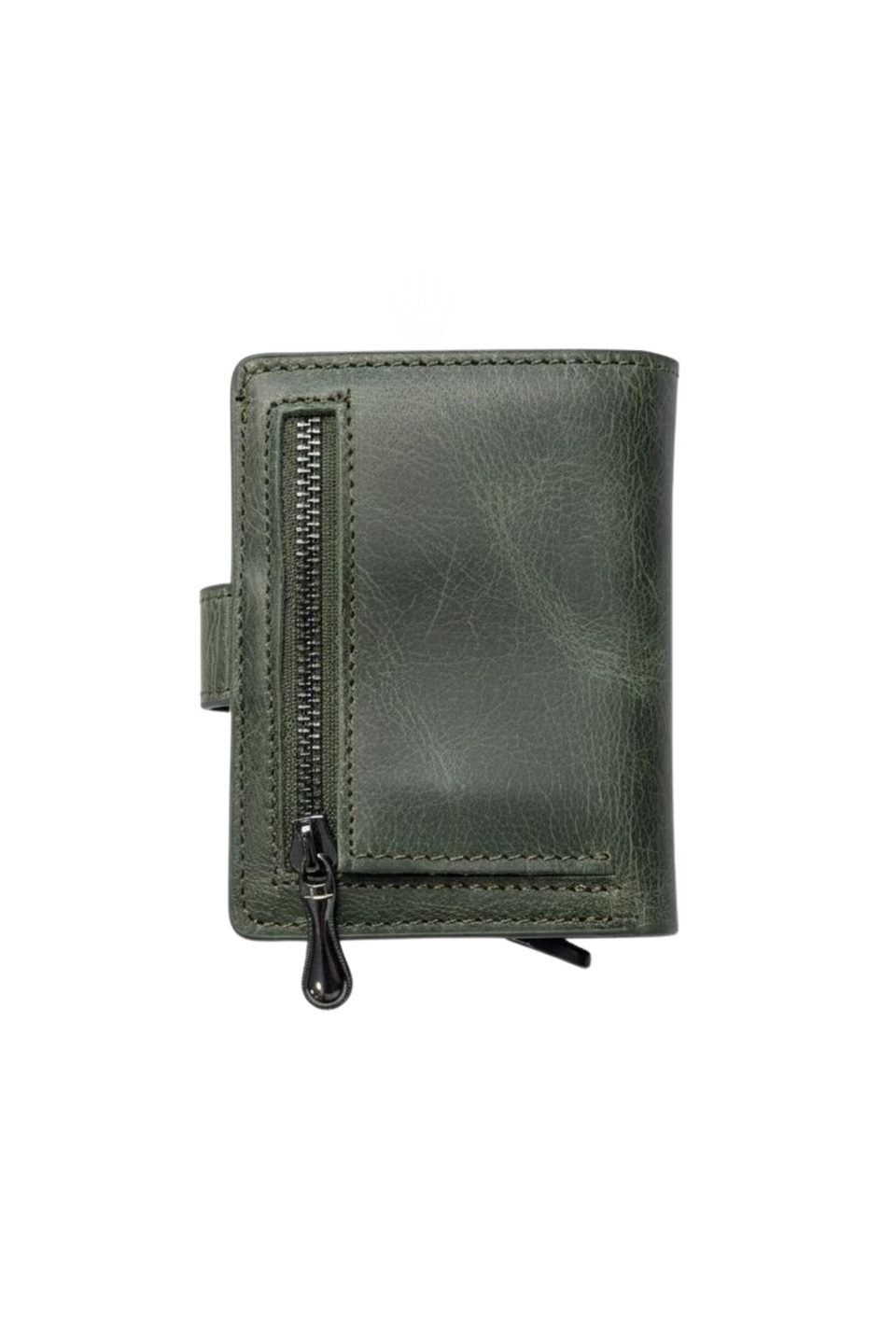 Botta Kızaklı Yeşil Hakiki Deri Cüzdan Kartlık