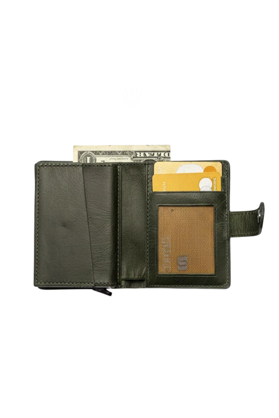 Botta Kızaklı Yeşil Hakiki Deri Cüzdan Kartlık