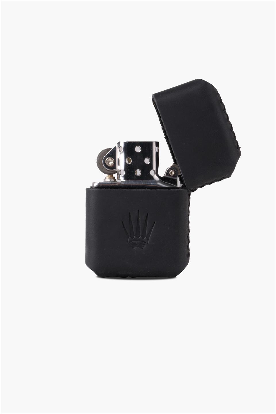 GENUINE LEATHER CRAZY GASOLINE LIGHTER WITH BLACK CASE