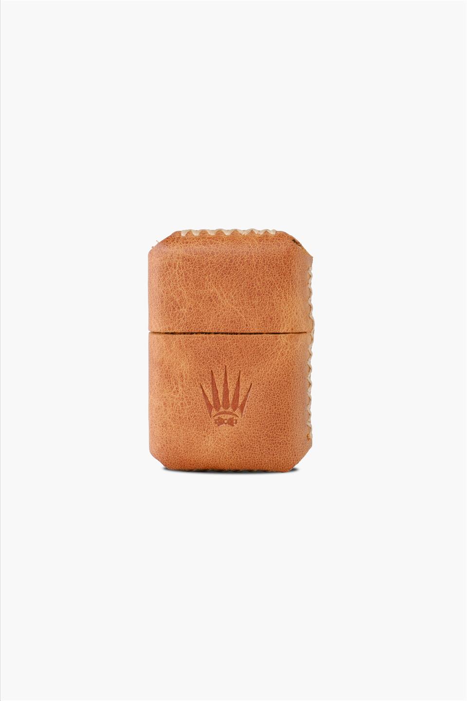 GENUINE LEATHER TIGUAN GASOLINE LIGHTER WITH YELLOW CASE